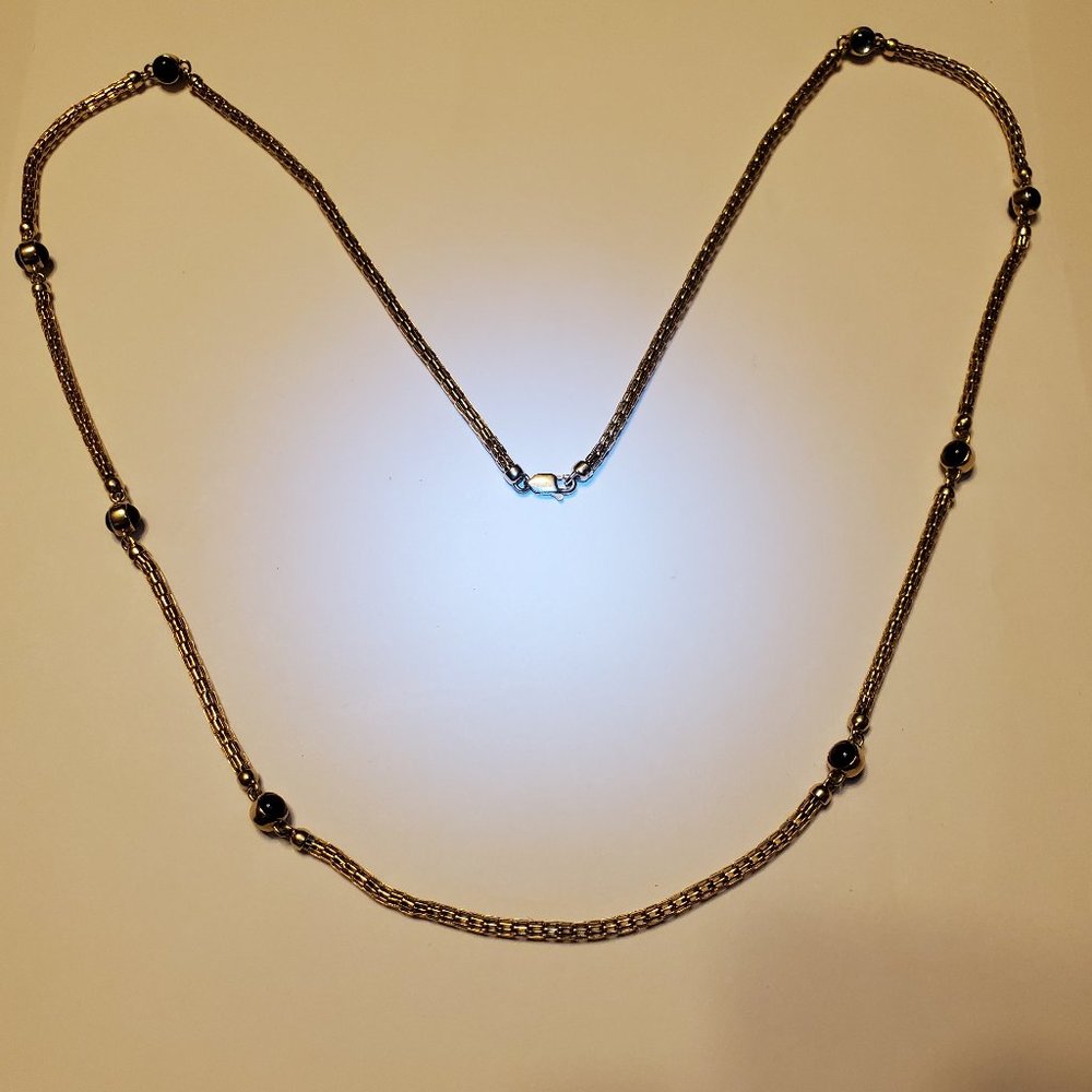 14K YELLOW GOLD AMETHYST & TOPAZ NECKLACE. - Picture 6 of 12